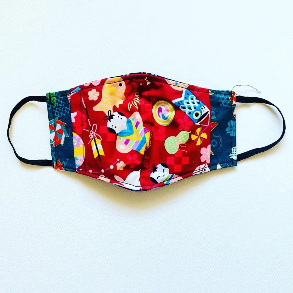 NEW Handmade Navy Blue Chopstick Print Face Mask